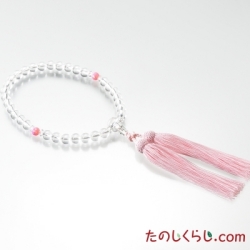 【送料無料】《京念珠×京セラ》京都オパール　水晶（女性用片手持ち　桐箱入り）