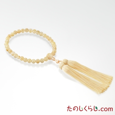 送料無料】京念珠 金線水晶（女性用片手持ち 桐箱入り） 日本製に