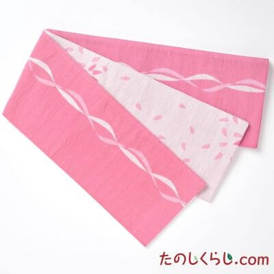 桐生織 リバーシブルゆかた帯 綿タッチ リボン 日本製 日本製に