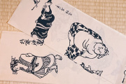手ぬぐい　北斎漫画