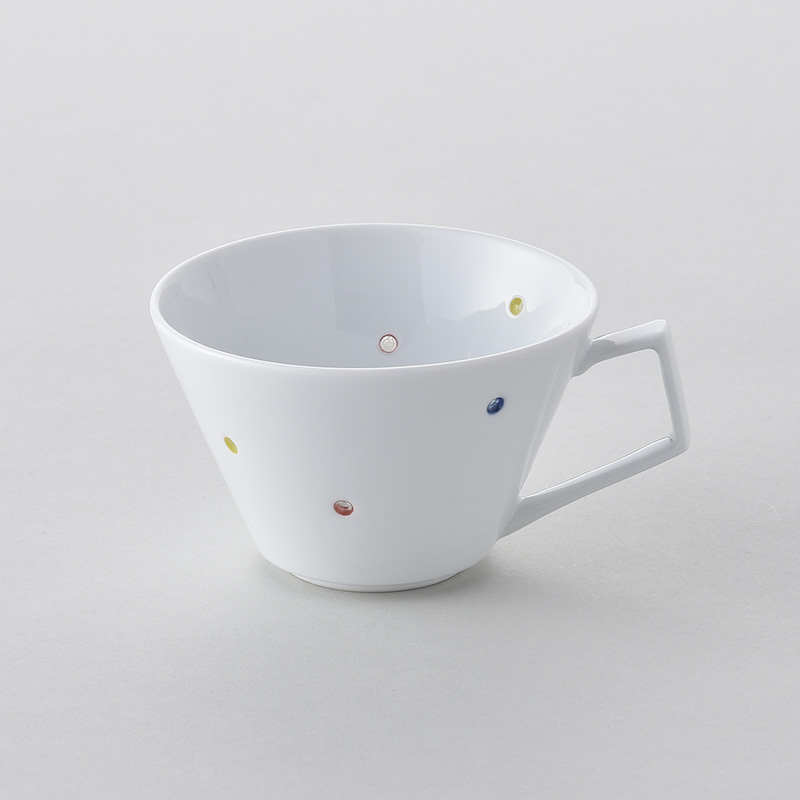 水晶　三日月　モチーフ　うつわ 水晶カラフルドット Vスープマグ 水晶彫の丹心窯