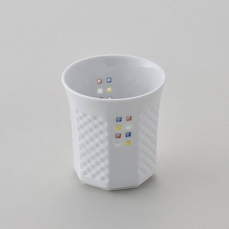 本水晶＆グラス 水晶カラフルスクエア レリーフロックグラス 水晶彫の丹心窯