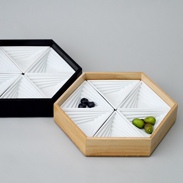 トライアングル6個用専用桐箱（2色） 水晶彫の丹心窯