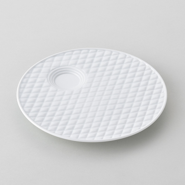 水晶彫の丹心窯】白磁 キルティングプレート