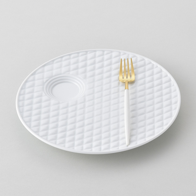 水晶彫の丹心窯】白磁 キルティングプレート