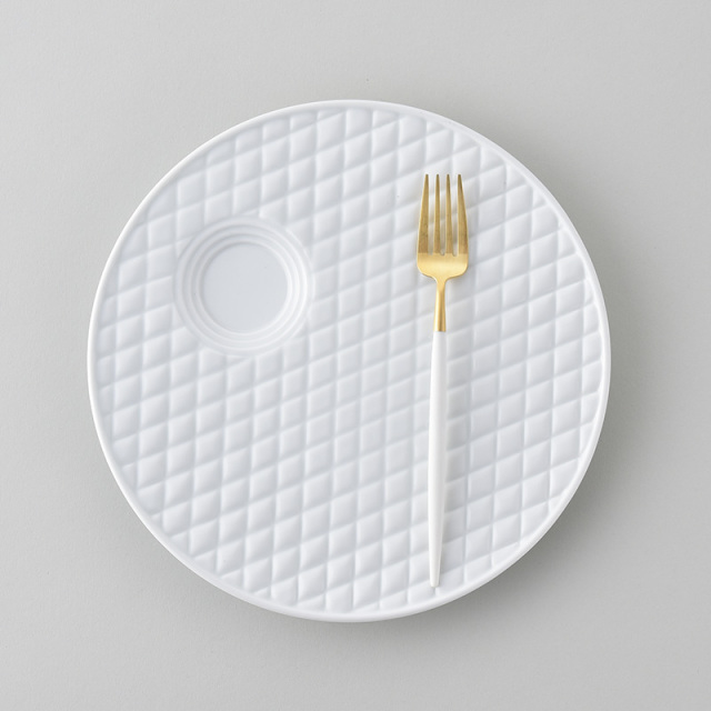 水晶彫の丹心窯】白磁 キルティングプレート