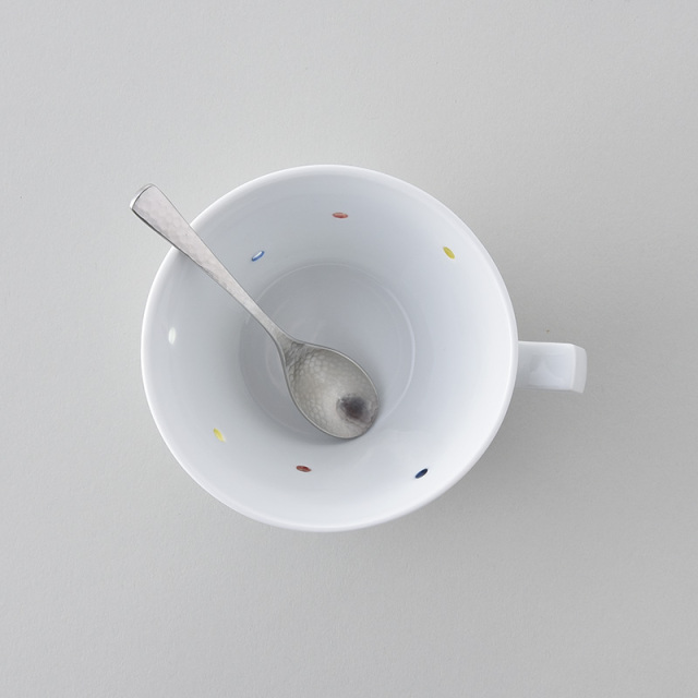 水晶　三日月　モチーフ　うつわ 水晶カラフルドット Vスープマグ 水晶彫の丹心窯