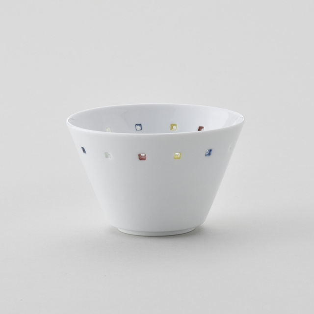 水晶カラフルスクエアライン VボウルM 水晶彫の丹心窯