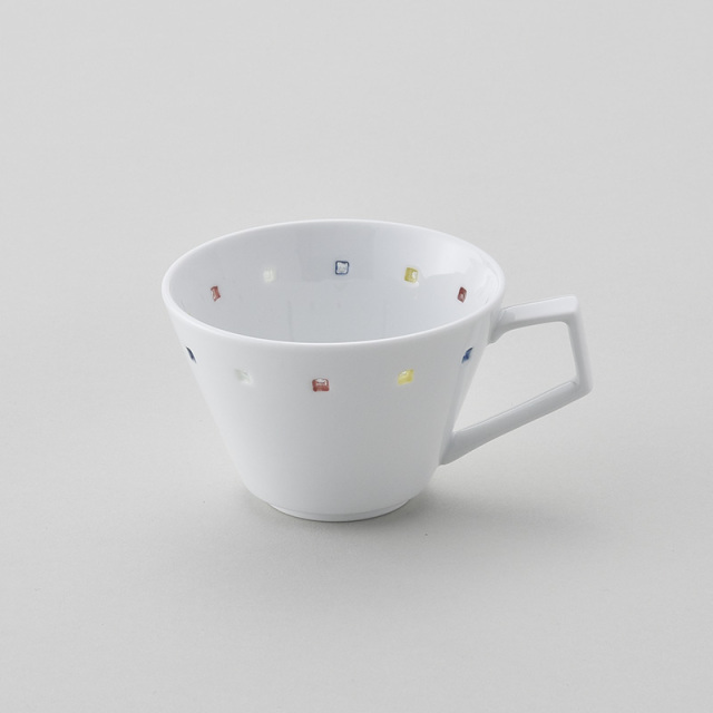 水晶カラフルスクエアライン Vコーヒーカップ 水晶彫の丹心窯