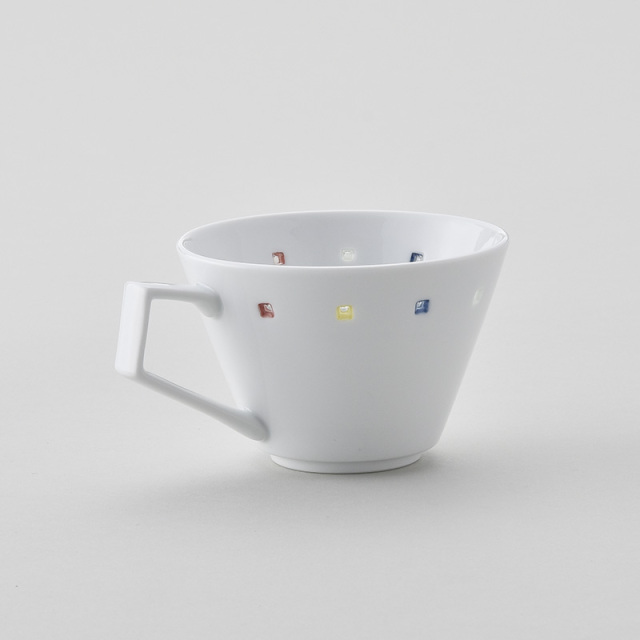 水晶カラフルスクエアライン Vコーヒーカップ 水晶彫の丹心窯