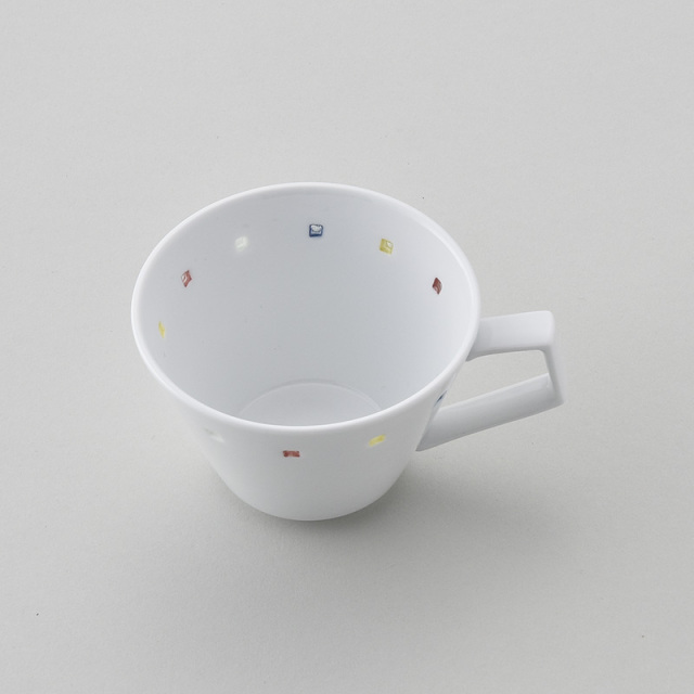 水晶カラフルスクエアライン Vコーヒーカップ 水晶彫の丹心窯