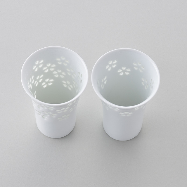 水晶シンプル花詰 ビールコップ 水晶彫の丹心窯