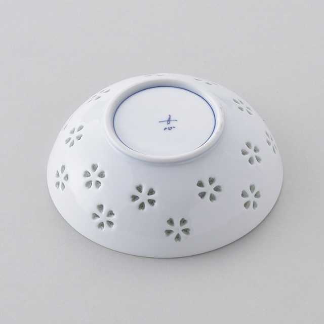 寺山釉花器 (浅野 陽) 未使用 新品同様 白山陶器 波佐見焼 平茶碗 飯碗 F-19 ブルー 青 ネイビー 楕円 模様 泡