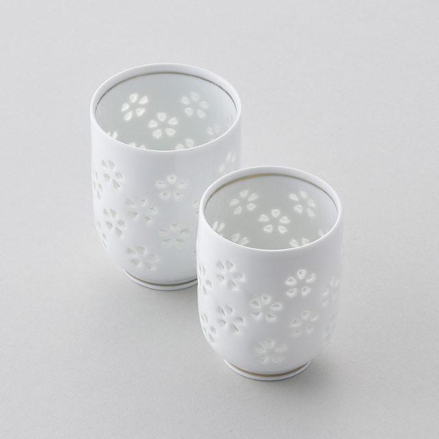 寺山釉花器 (浅野 陽) 未使用 新品同様 水晶花詰 湯呑（2サイズ） 水晶彫の丹心窯