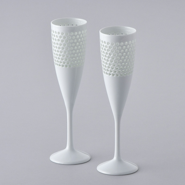 水晶原紫 Vシャンパングラス 水晶彫の丹心窯