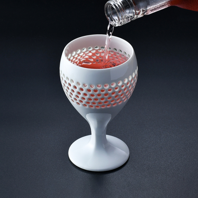 水晶プレミアム ショートワイングラス 水晶彫の丹心窯