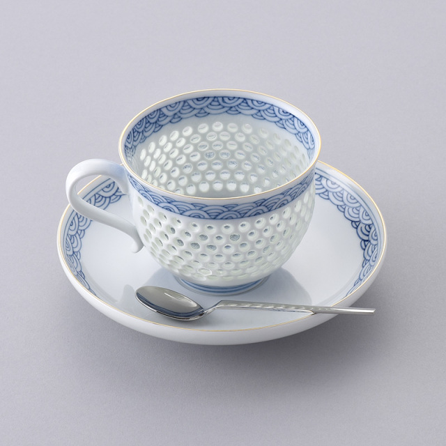水晶青海波 コーヒーC/S（大） 水晶彫の丹心窯