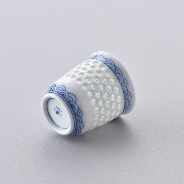 水晶青海波 ぐい呑 水晶彫の丹心窯