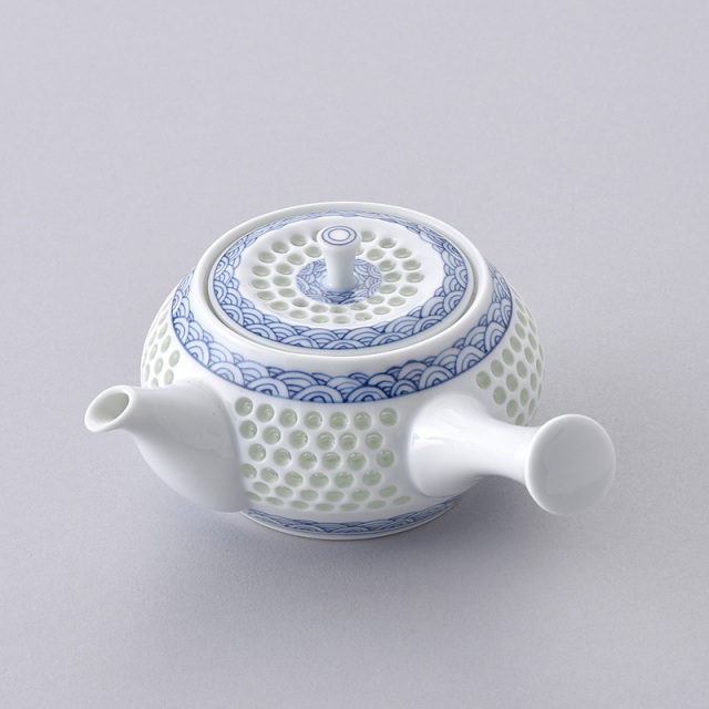 水晶青海波 急須 水晶彫の丹心窯