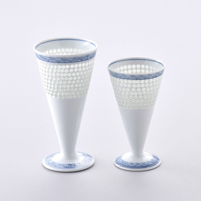 水晶青海波 ビールグラス（2サイズ） 水晶彫の丹心窯