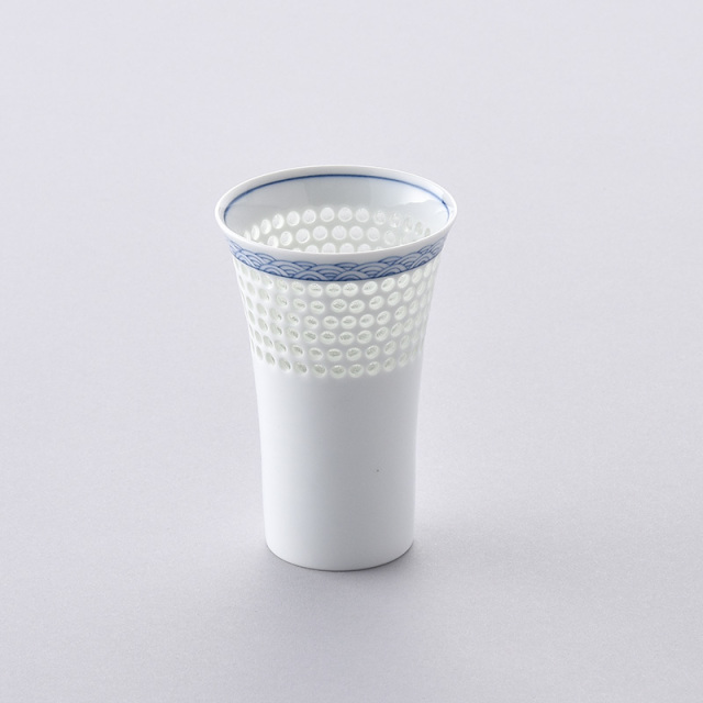 【舟心窯】【ロックグラス】【水晶青海波】【中古品】 水晶青海波 ロックグラス 水晶彫の丹心窯