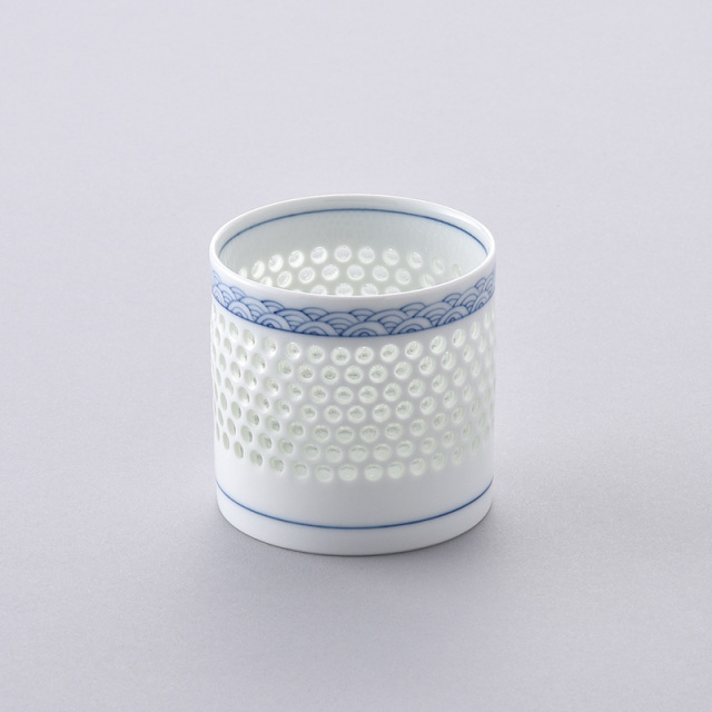 【舟心窯】【ロックグラス】【水晶青海波】【中古品】 水晶青海波 ロックグラス 水晶彫の丹心窯
