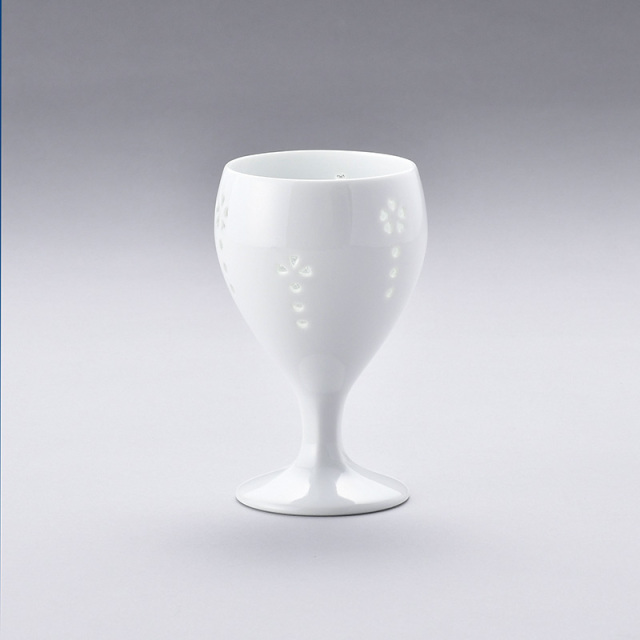 水晶フラワー ショートワイングラス 水晶彫の丹心窯