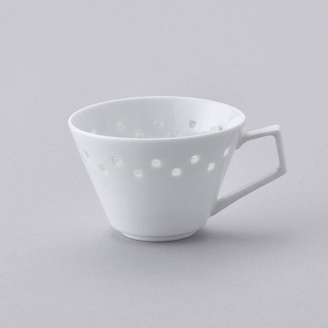 水晶スクエアライン Vコーヒーカップ 水晶彫の丹心窯