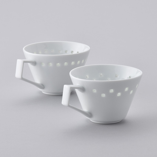 水晶スクエアライン Vコーヒーカップ 水晶彫の丹心窯