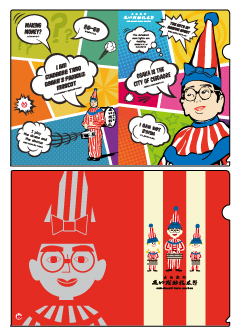 くいだおれ太郎クリアファイル　イラストの太郎さん2枚セット