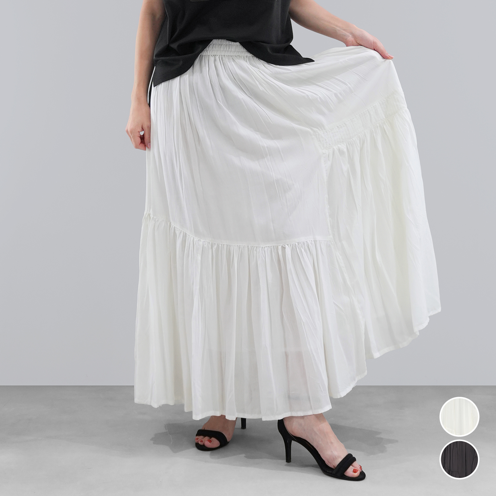 ピンタックギャザーSK〈ボトムス〉