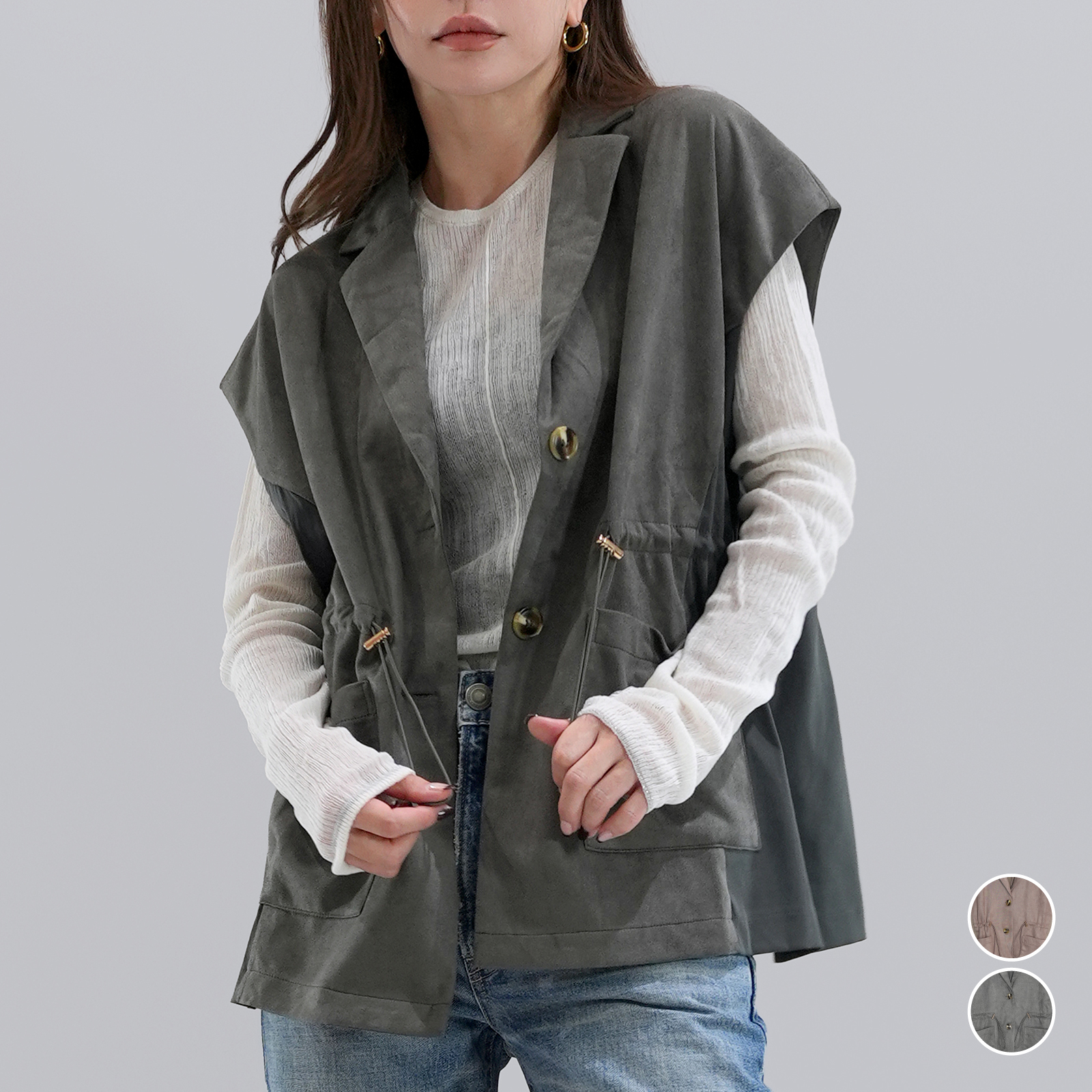 【2025/AW/新作】ボンディングスエードドロストテイラードジレ〈トップス〉