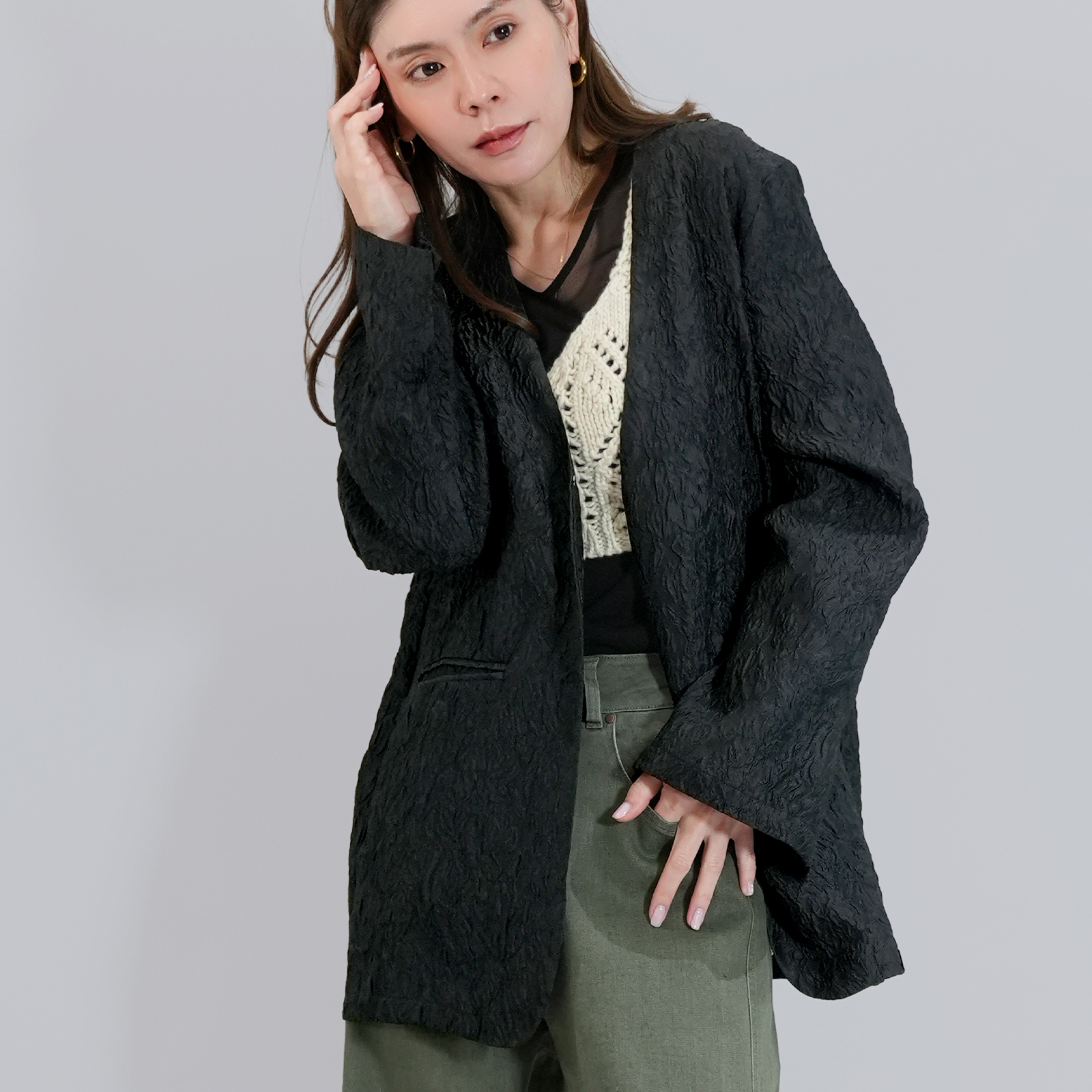 シアーノーカラーJK〈アウター〉