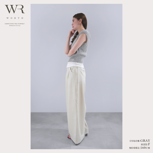 2025/SS/新作】メッシュ編みZIPノースリPO〈トップス〉 +design