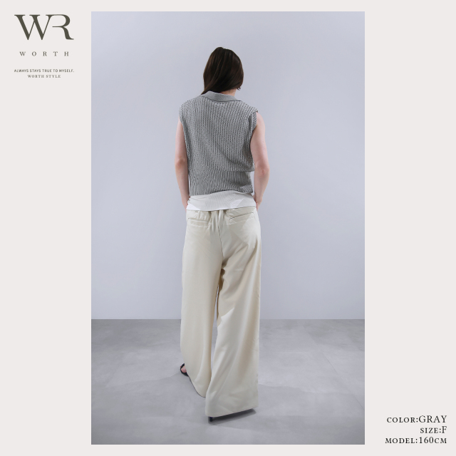 2025/SS/新作】メッシュ編みZIPノースリPO〈トップス〉 +design