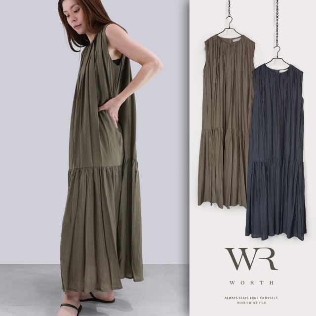 2025ssワンピース 2025/SS/新作】ギャザー切替OP〈ワンピース〉 +design Online Store