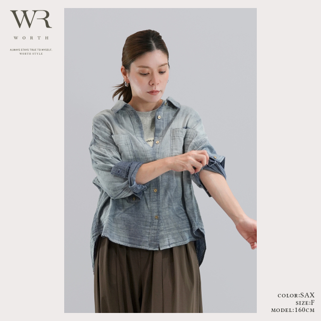 2025/晩夏/新作】ガーゼラウンドデニムシャツ〈トップス〉 WORTH