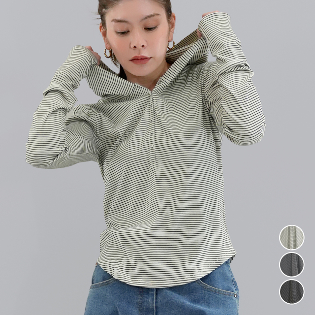 ボーダーフーディーロンT〈トップス〉