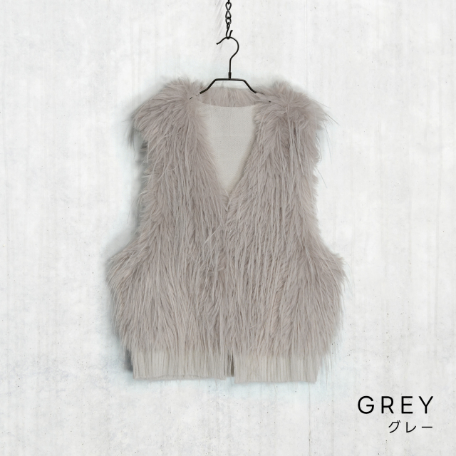 フェイクファー ショートベスト A part by（アパートバイ） ベスト ジレ フェイクファーショートベスト