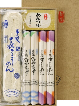 手延べ麺詰合せ（つゆ付）　TS-HS　★つるつるの食感と感動ののどごし！食通が唸る本物のコシ★