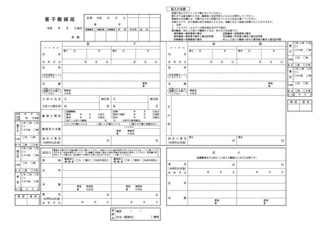 養子離縁届用紙令和7年5月