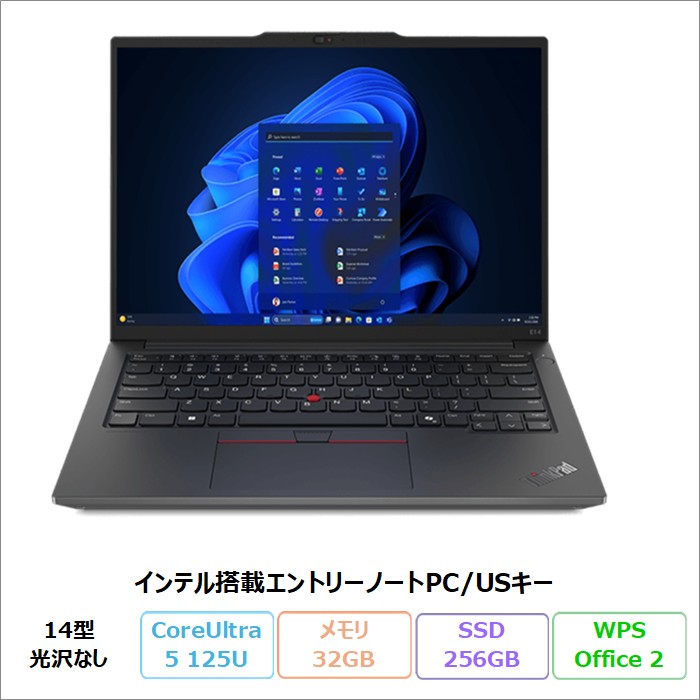 Lenovo ThinkPad E14 Gen 6 ノートパソコン 21M7CTO1WW Windows11 Office付き Core Ultra 5 125U メモリ32GB SSD256GB 14インチ USキー 再生品Sランク