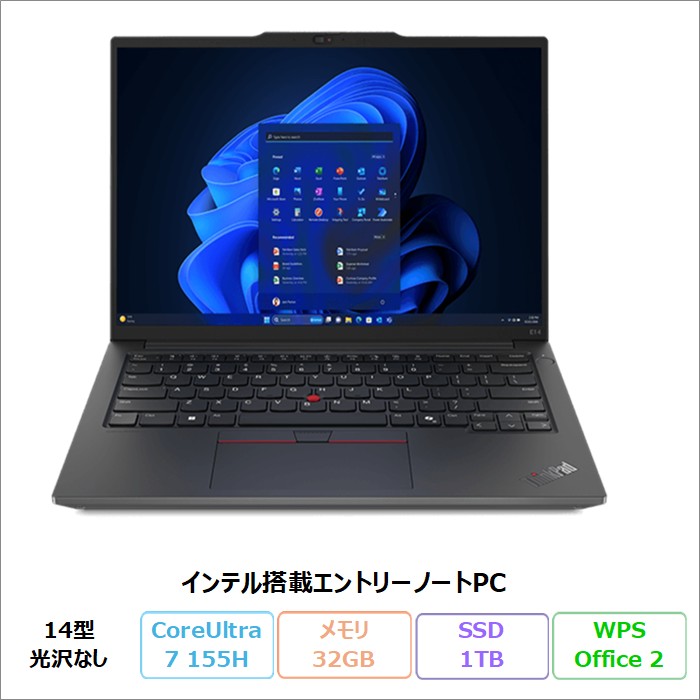 Lenovo ThinkPad E14 Gen 6 ノートパソコン 21M7CTO1WW Windows11 Pro Office付き Core Ultra 7 155H メモリ32GB SSD1TB 14インチ 再生品Aランク