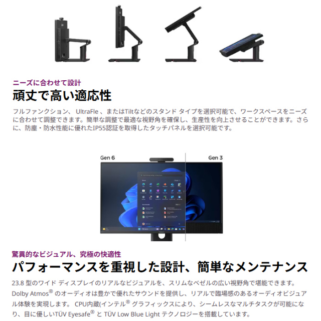 Lenovo Win11 23インチモニター 一体型 デスクトップ 快適SSD Lenovo ThinkCentre M70a All-In-One Gen 6 一体型 デスクトップ