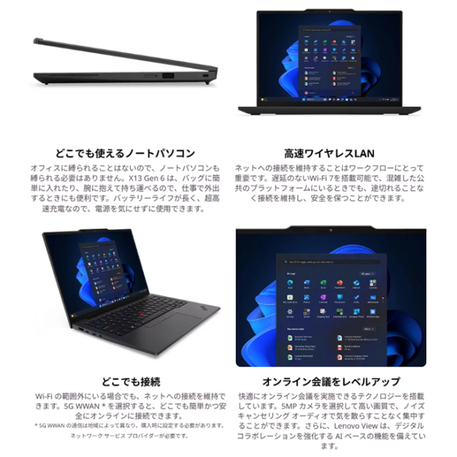 Lenovo ThinkPad X13 Gen 6 ノートパソコン 21RKCTO1WW Windows11