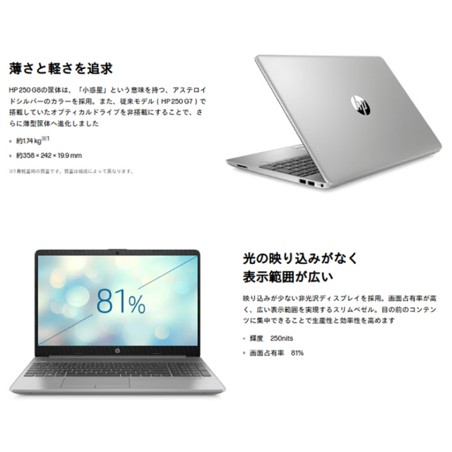HP 250 G8 ノートパソコン 508M3AV Windows11 Pro Office付き Core i5