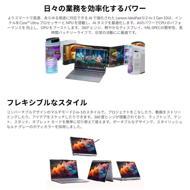 Lenovo IdeaPad 5i 2-in-1 Gen 10 2in1 ノートパソコン 83KRCTO1WW