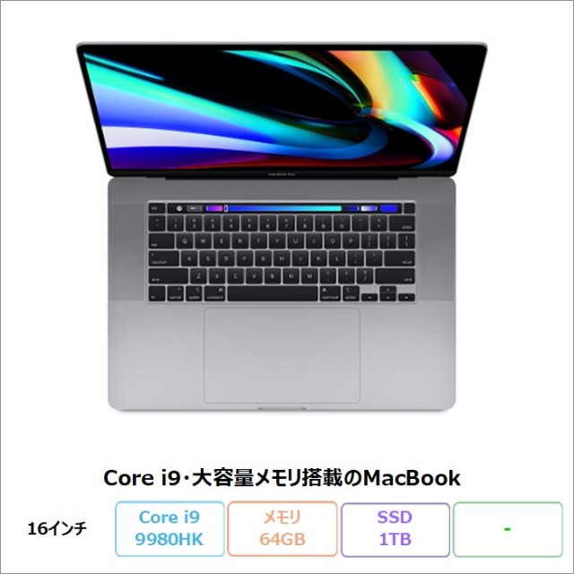 APPLE MACBOOK PRO(EMC3347) ノートパソコン A2141 Core i9 9980HK メモリ64GB SSD1TB 16インチ リファビッシュCランク