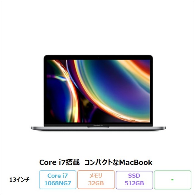 APPLE MACBOOK PRO(EMC3348) ノートパソコン A2251 Core i7 1068NG7 メモリ32GB SSD512GB 13インチ リファビッシュCランク