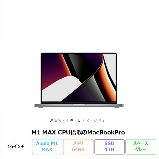 APPLE MACBOOK PRO(M1、2021、16inch) ノートパソコン A2485 Mac OS Apple M1 MAX 64GB SSD1TB 16インチ リファビッシュBランク
